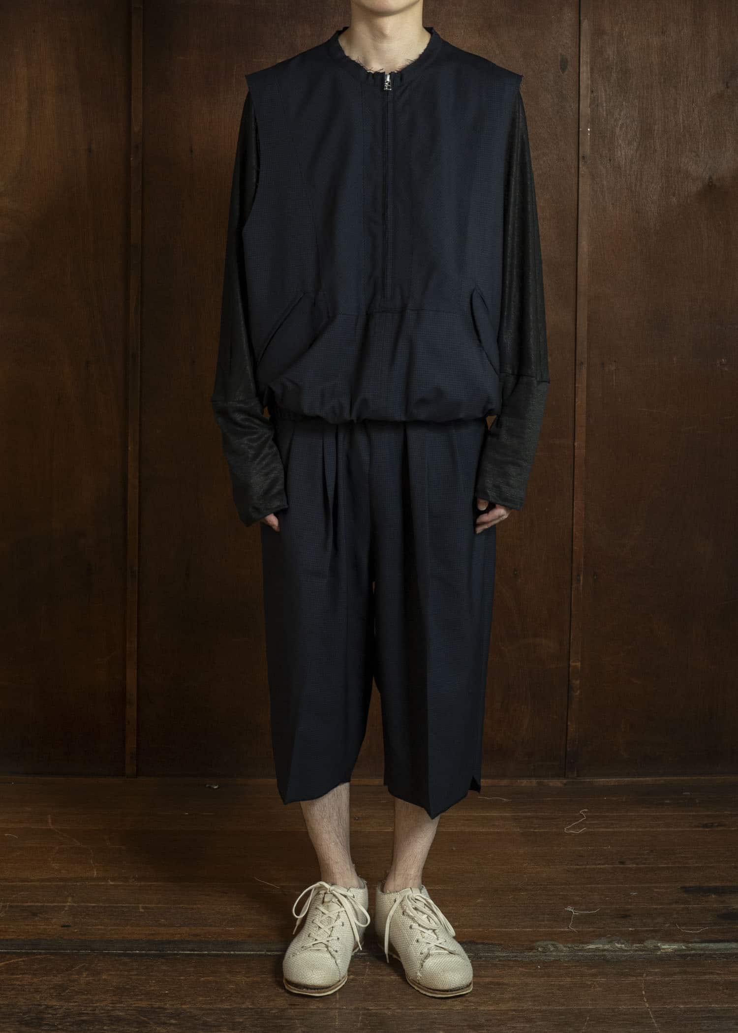 BIBLIOTHERK BR-OT06-SS26-01 FRAYED VEST NAVY