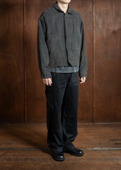 Professor.E E CROPPED JKT NATURAL DYED BLACK 25FW-PE-FM-24