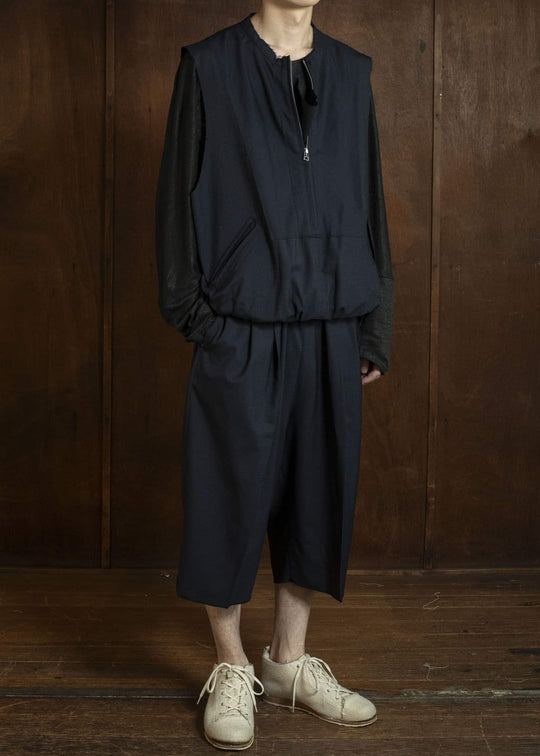 BIBLIOTHERK BR-OT06-SS26-01 FRAYED VEST NAVY