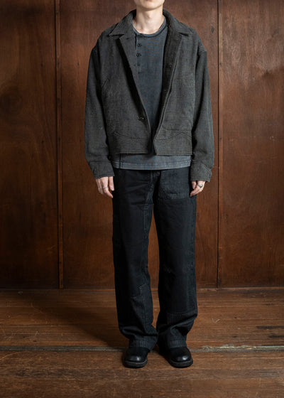 Professor.E E CROPPED JKT NATURAL DYED BLACK 25FW-PE-FM-24