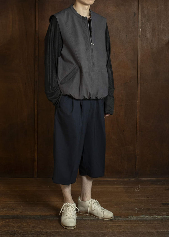 BIBLIOTHERK BR-OT06-SS26 FRAYED VEST GRAY