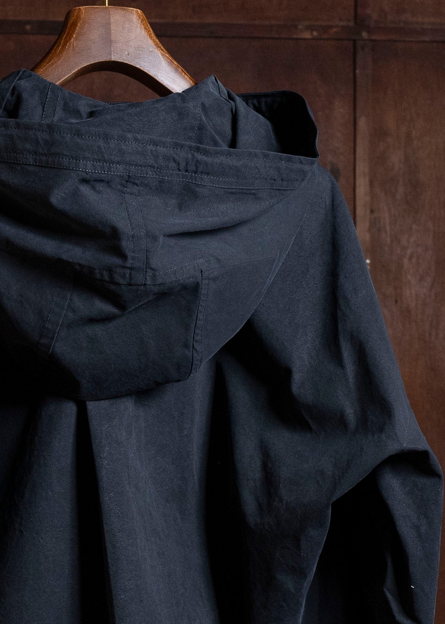 JAN-JAN VAN ESSCHE JACKET#65 HOODED JACKET WITH DOUBLE PATCH POCKETS, UNLINED | TIME WASHED LIGHT Off Black