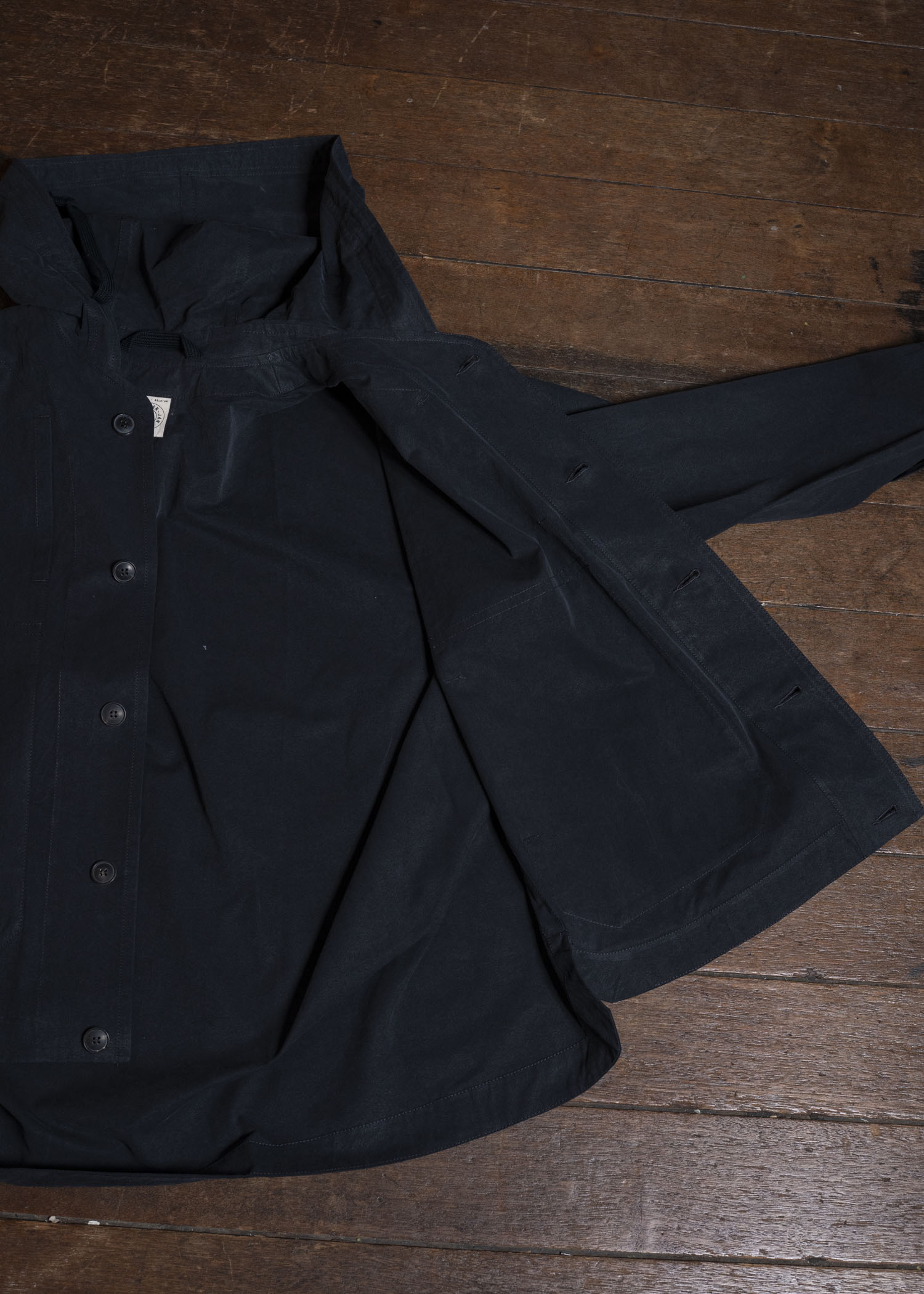 JAN-JAN VAN ESSCHE JACKET#65 HOODED JACKET WITH DOUBLE PATCH POCKETS, UNLINED | TIME WASHED LIGHT Off Black