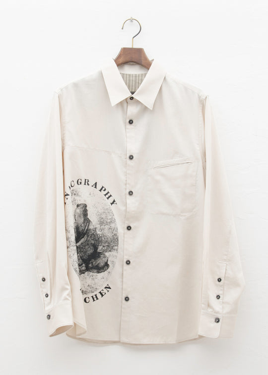 SPREAD COLLAR SHIRT WITH SCHOLAR PRINT