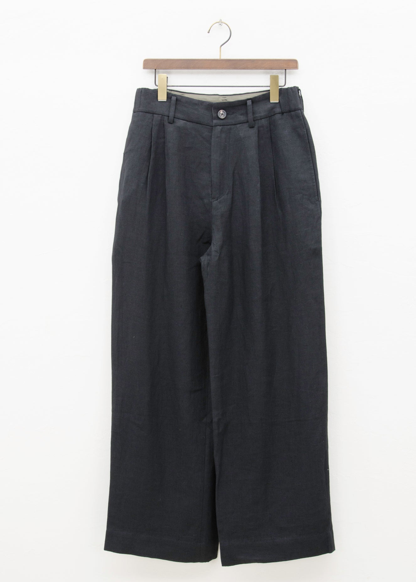 ZIGGY CHEN FRONT PLEATED WIDE LEG LONG TROUSERS