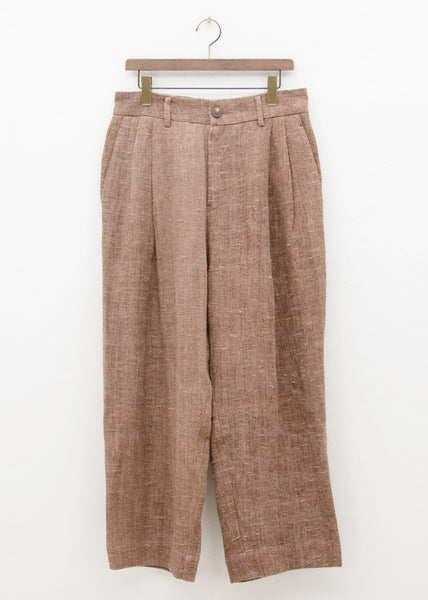 ZIGGY CHEN PLEATED WIDE LEG LONG TROUSERS