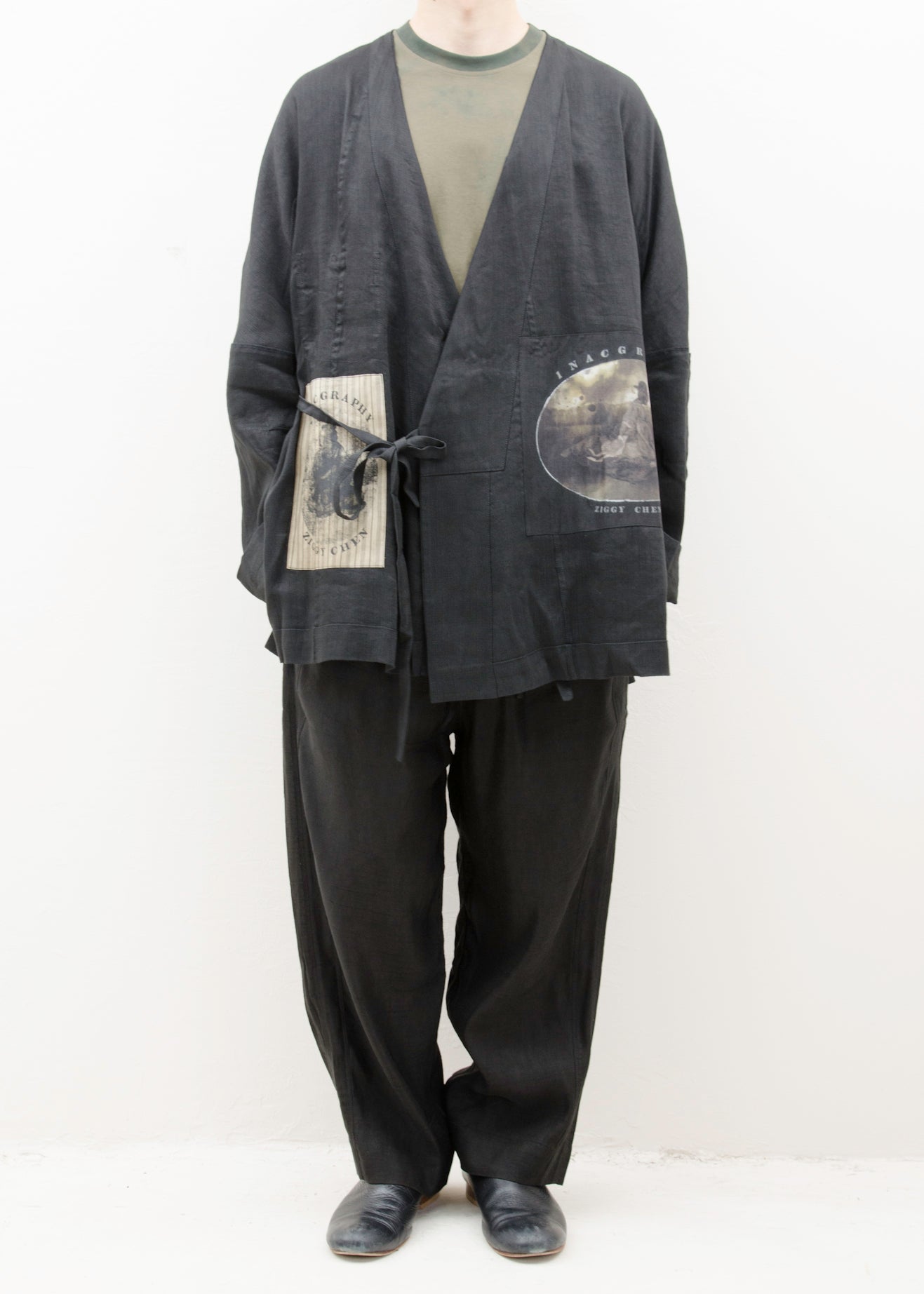 ZIGGY CHEN SHORT ROBE WITH PATCHWORKS