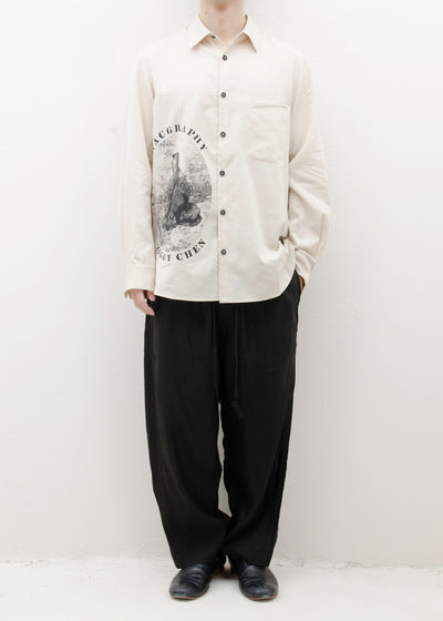 SPREAD COLLAR SHIRT WITH SCHOLAR PRINT
