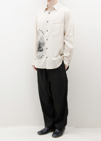 SPREAD COLLAR SHIRT WITH SCHOLAR PRINT