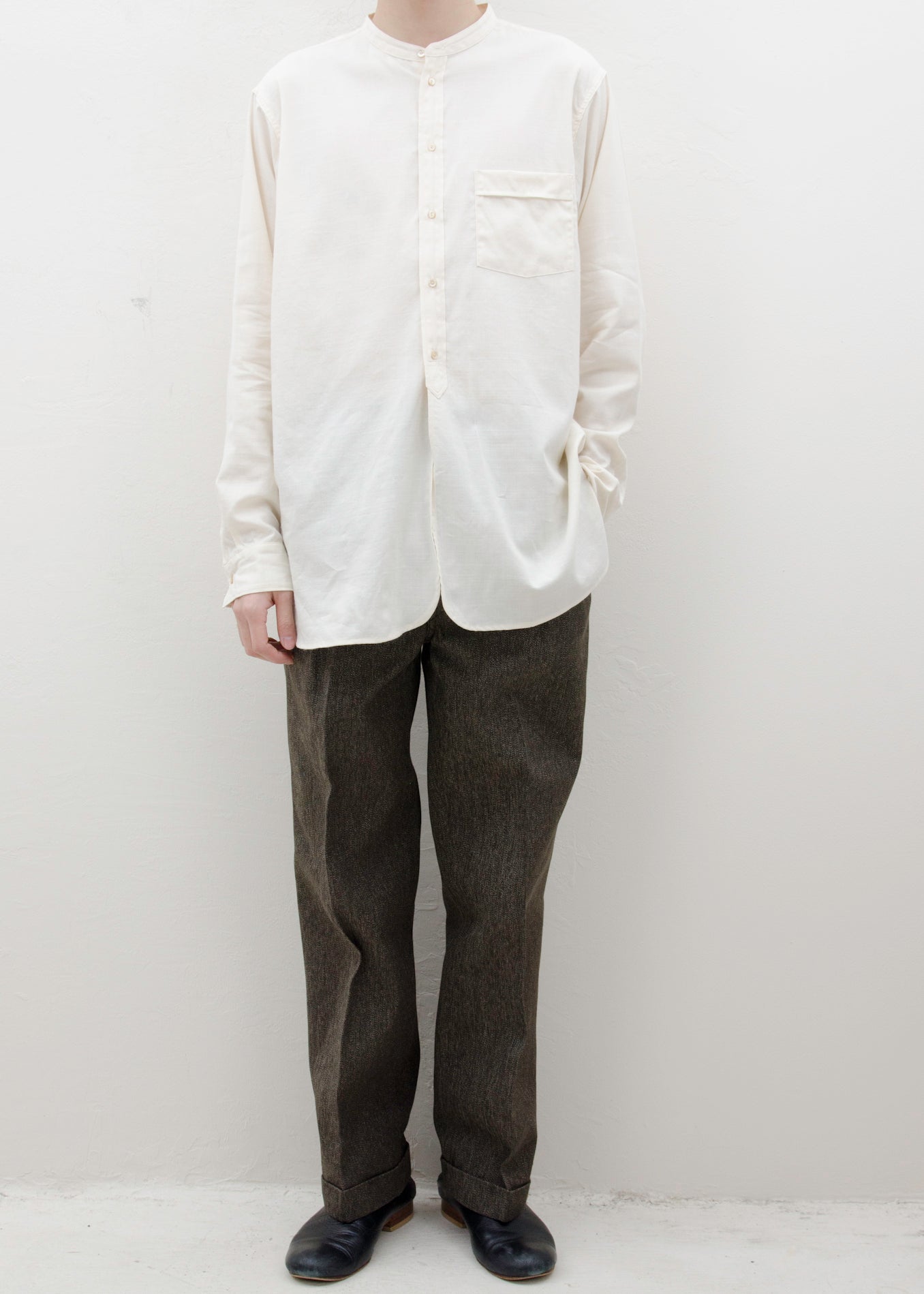 Taiga Takahashi BAND COLLOR SHIRT/IVORY