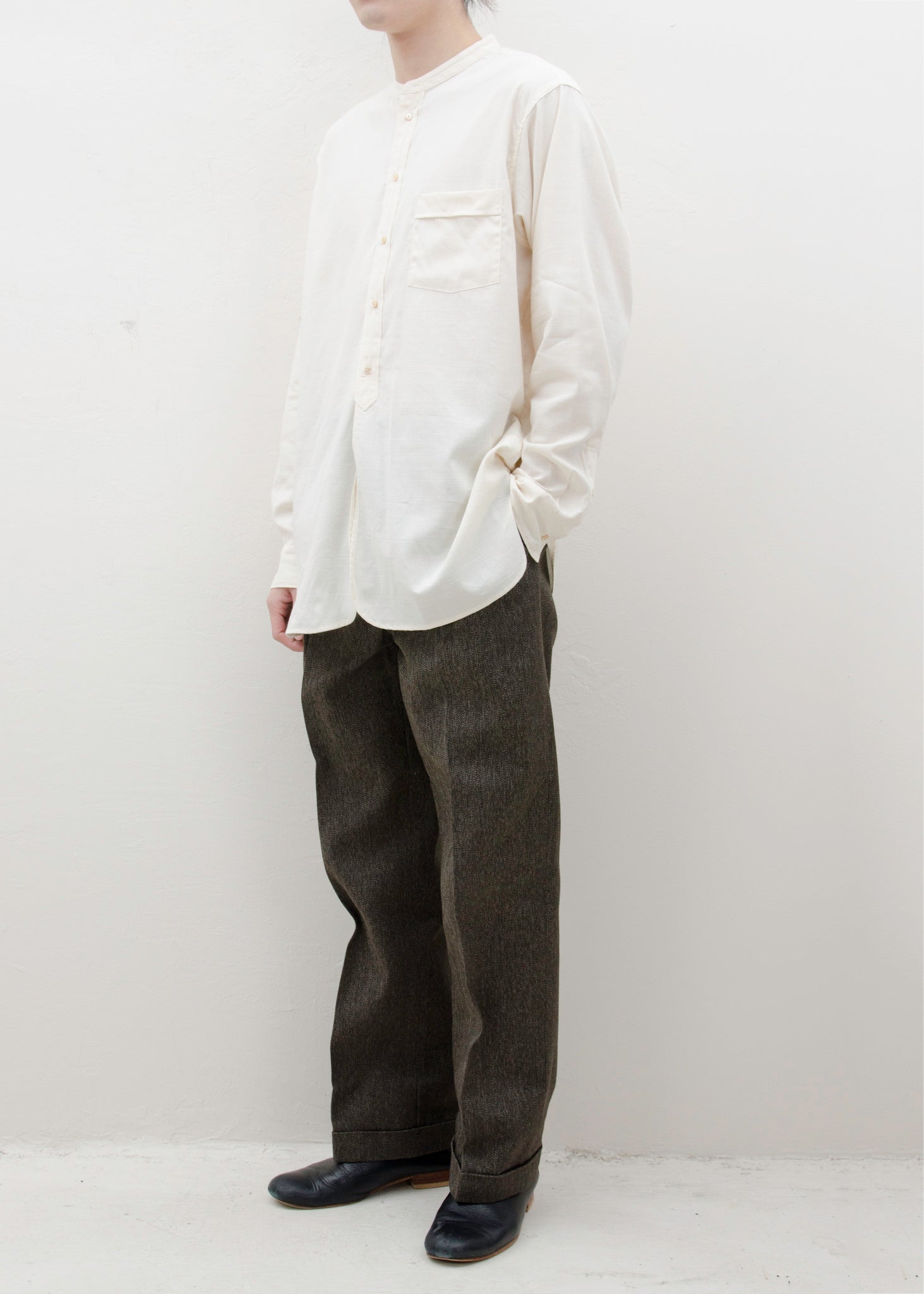 Taiga Takahashi BAND COLLOR SHIRT/IVORY