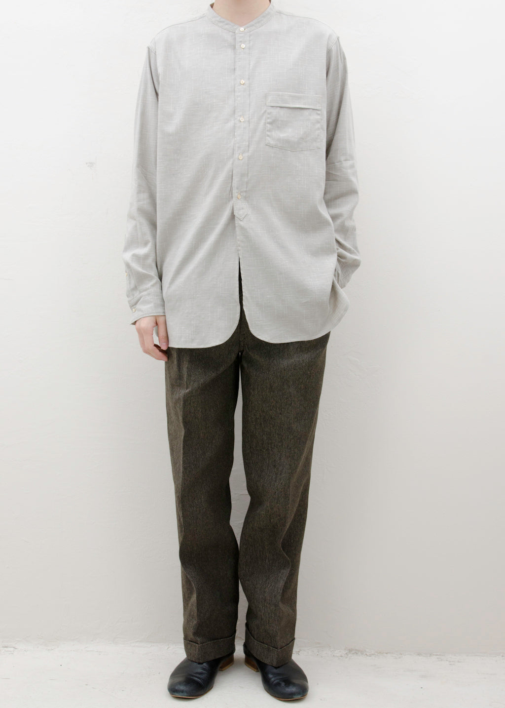 Taiga Takahashi BAND COLLOR SHIRT/HEATHER GRAY