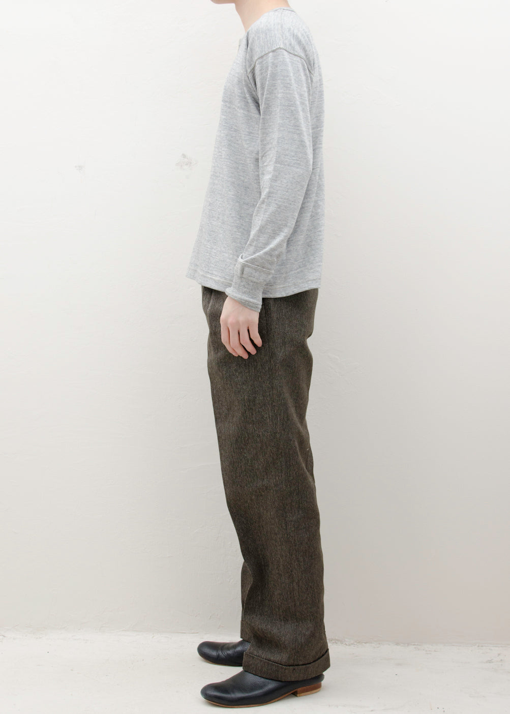 Taiga Takahashi HENRY NECK SHIRT/HEATHER GRAY