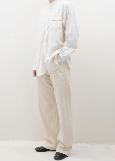 Taiga Takahashi BAND COLLOR SHIRT/HEATHER IVORY