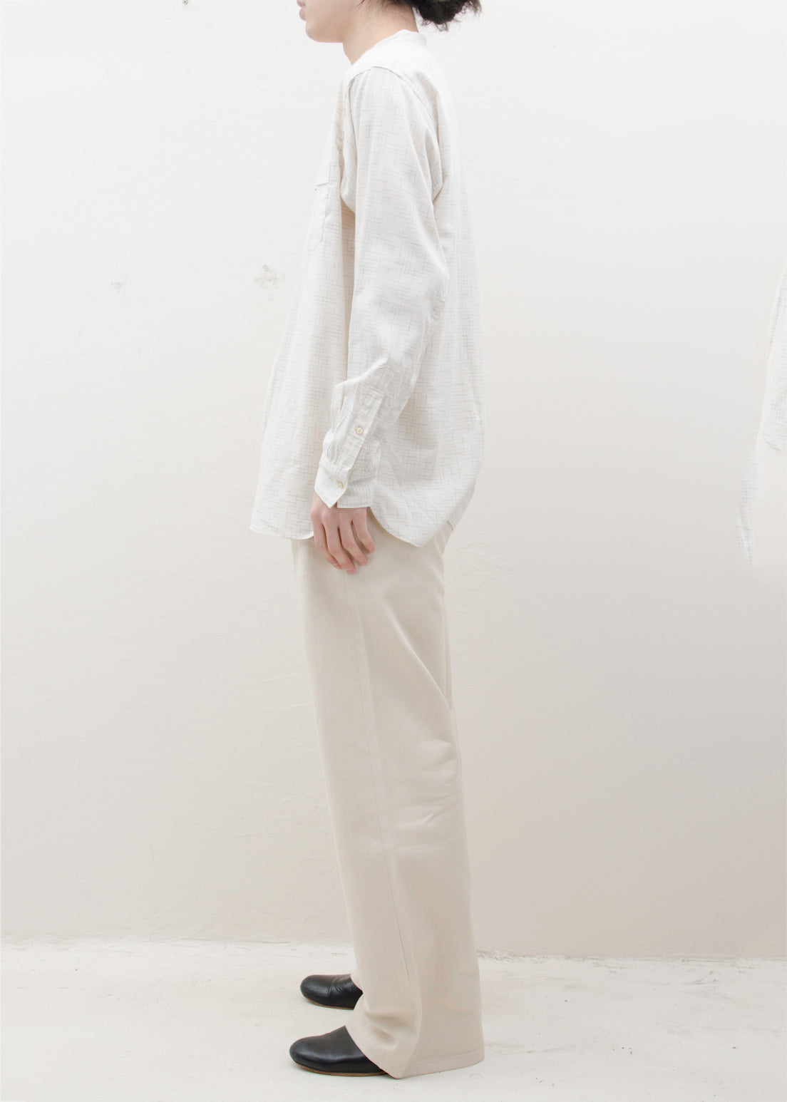 Taiga Takahashi BAND COLLOR SHIRT/HEATHER IVORY