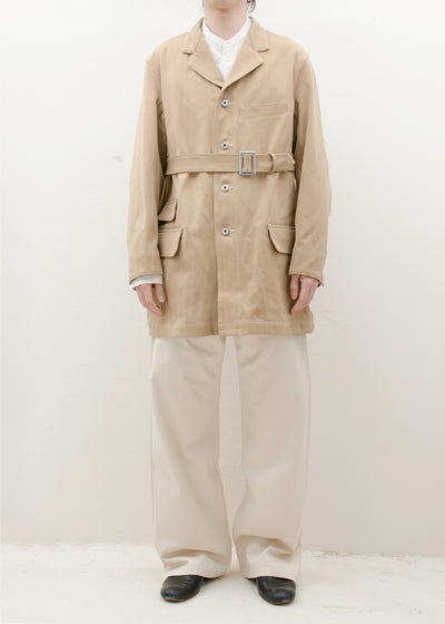 Taiga Takahashi BELTED ENGINEER COAT/NATURAL DYED BEIGE
