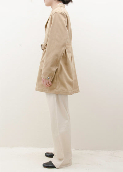 Taiga Takahashi BELTED ENGINEER COAT/NATURAL DYED BEIGE