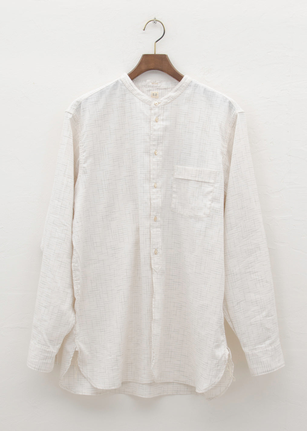 Taiga Takahashi BAND COLLOR SHIRT/HEATHER IVORY