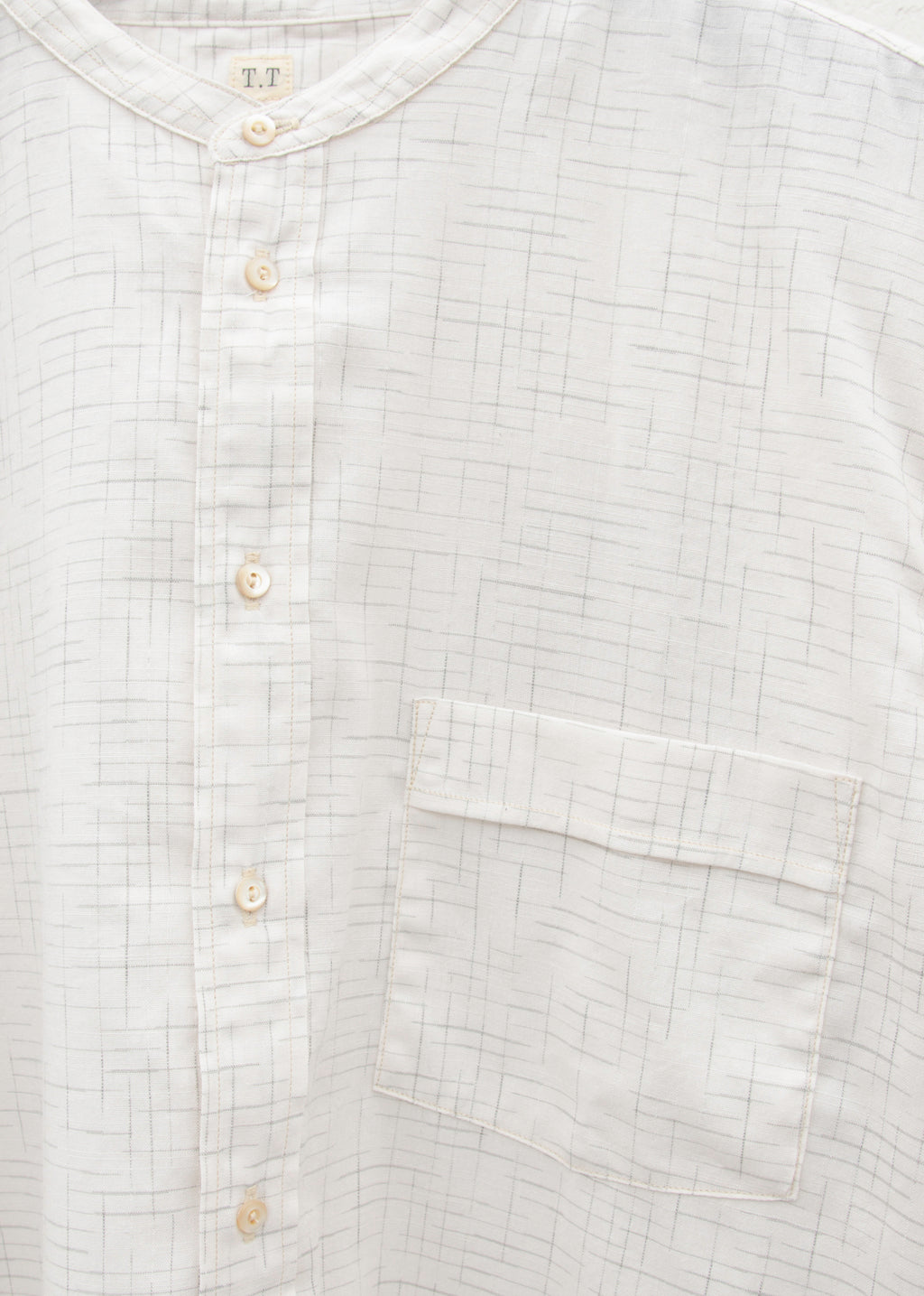 Taiga Takahashi BAND COLLOR SHIRT/HEATHER IVORY