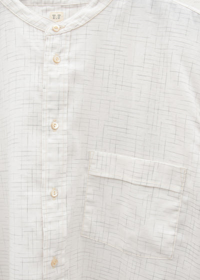 Taiga Takahashi BAND COLLOR SHIRT/HEATHER IVORY