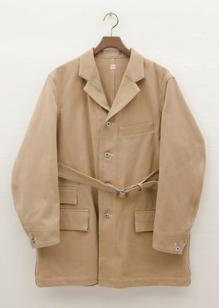 Taiga Takahashi BELTED ENGINEER COAT/NATURAL DYED BEIGE