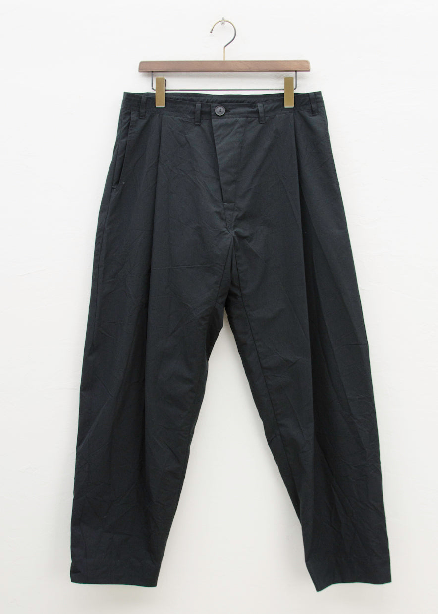 JAN-JAN VAN ESSCHE "TROUSERS#68"BLACK COTTON/SILK CANVAS