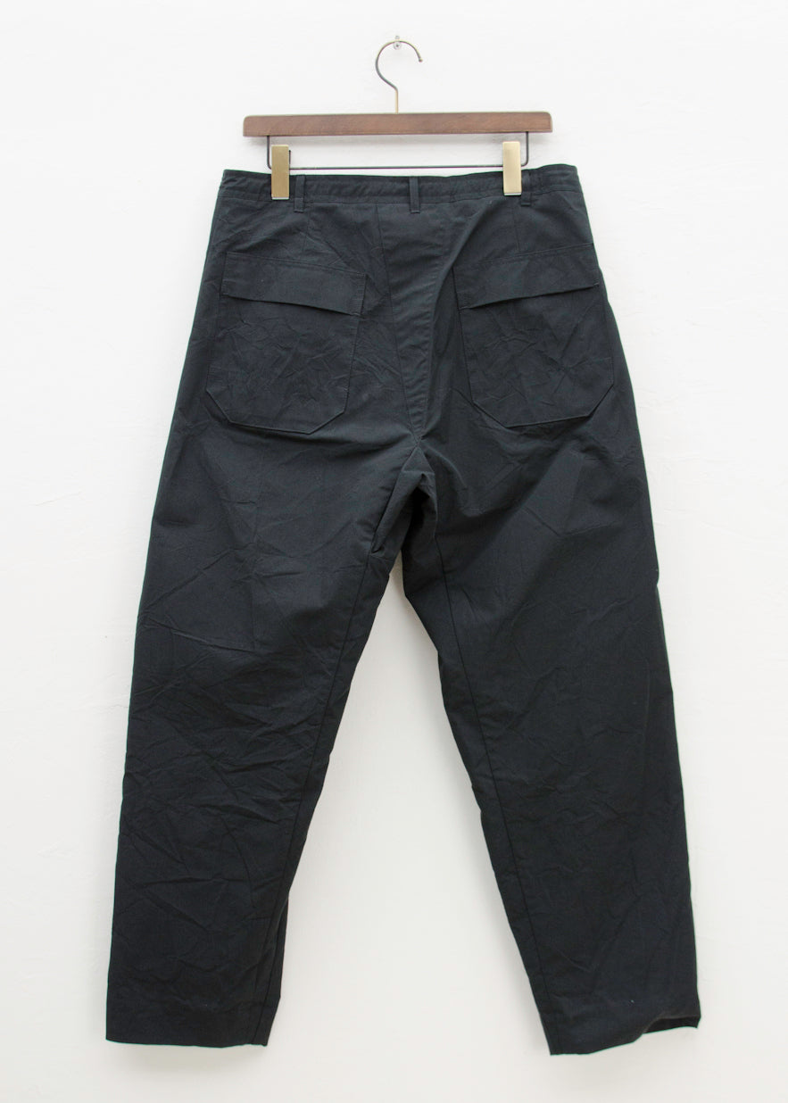 JAN-JAN VAN ESSCHE "TROUSERS#68"BLACK COTTON/SILK CANVAS