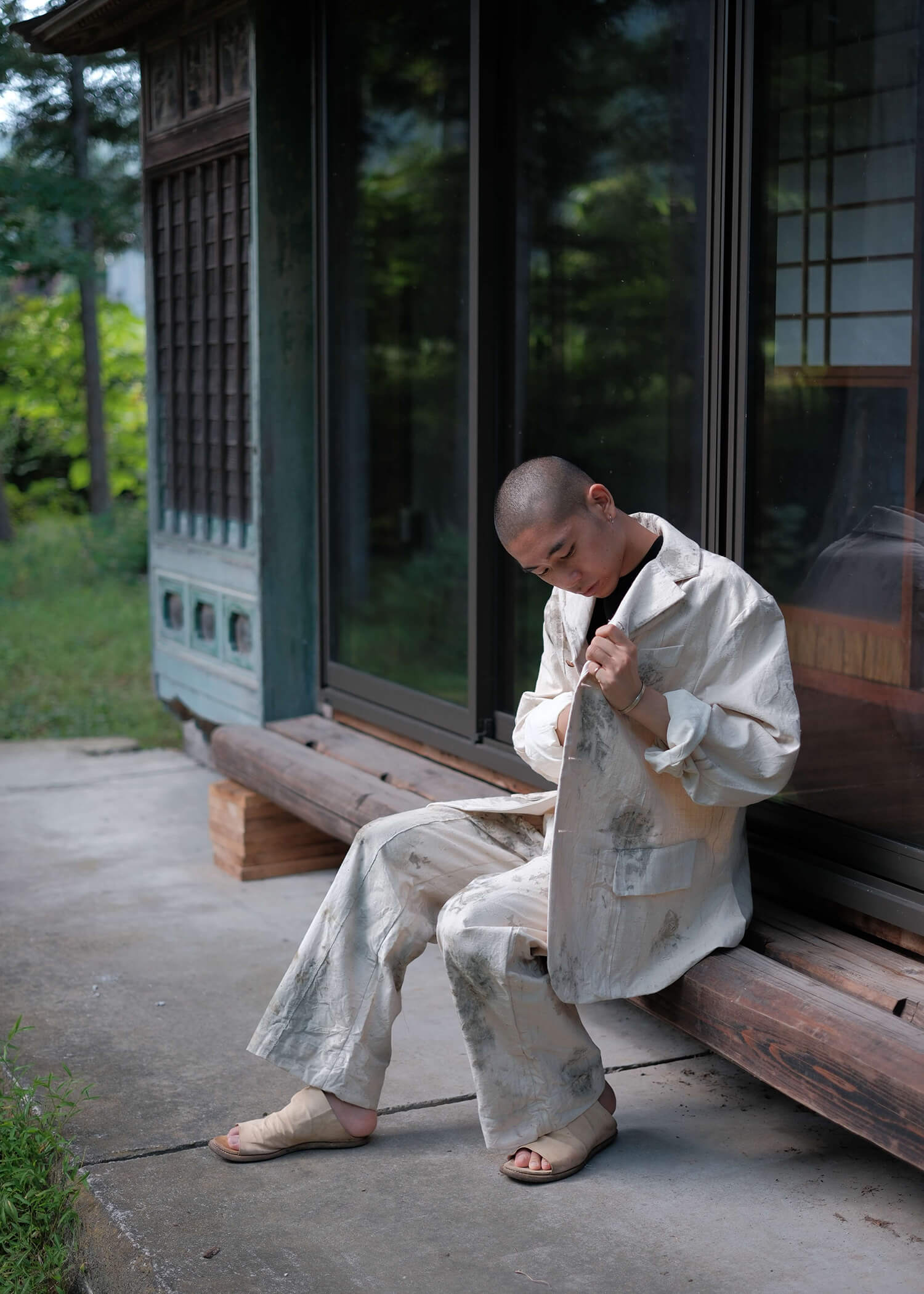 Peng Tai HAND DYED HANDWOVEN COTTON PANELED BLAZER