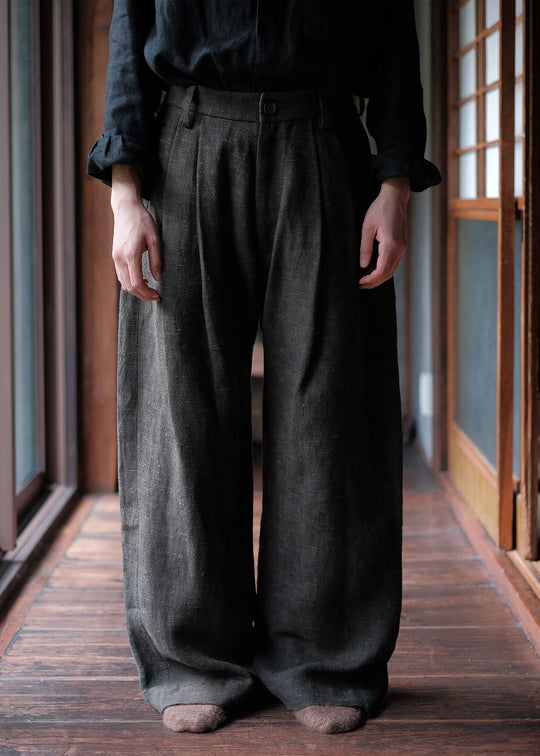 ZIGGY CHEN FRONT PLEATS HALF DRAWSTRING TROUSERS