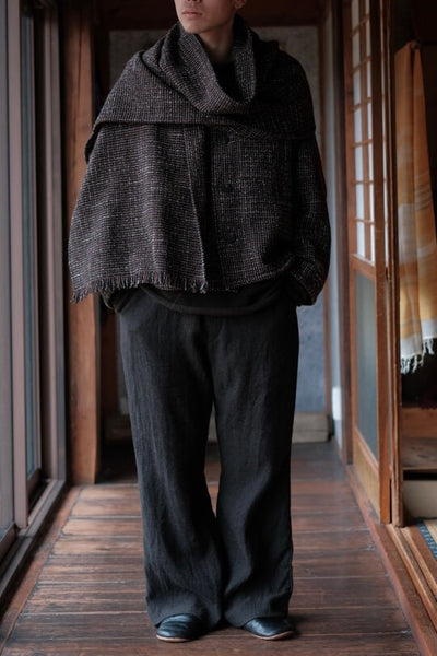 ZIIIN HOME SPUN WOOL SCARF / BROWN