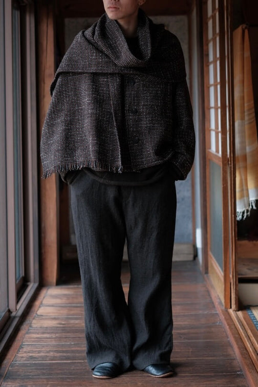 ZIIIN HOME SPUN WOOL SCARF / BROWN