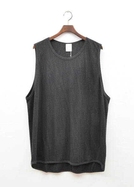 JAN-JAN VAN ESSCHE "TANK TOP#16" DARK SUMI HEMP/COTTON JERSEY