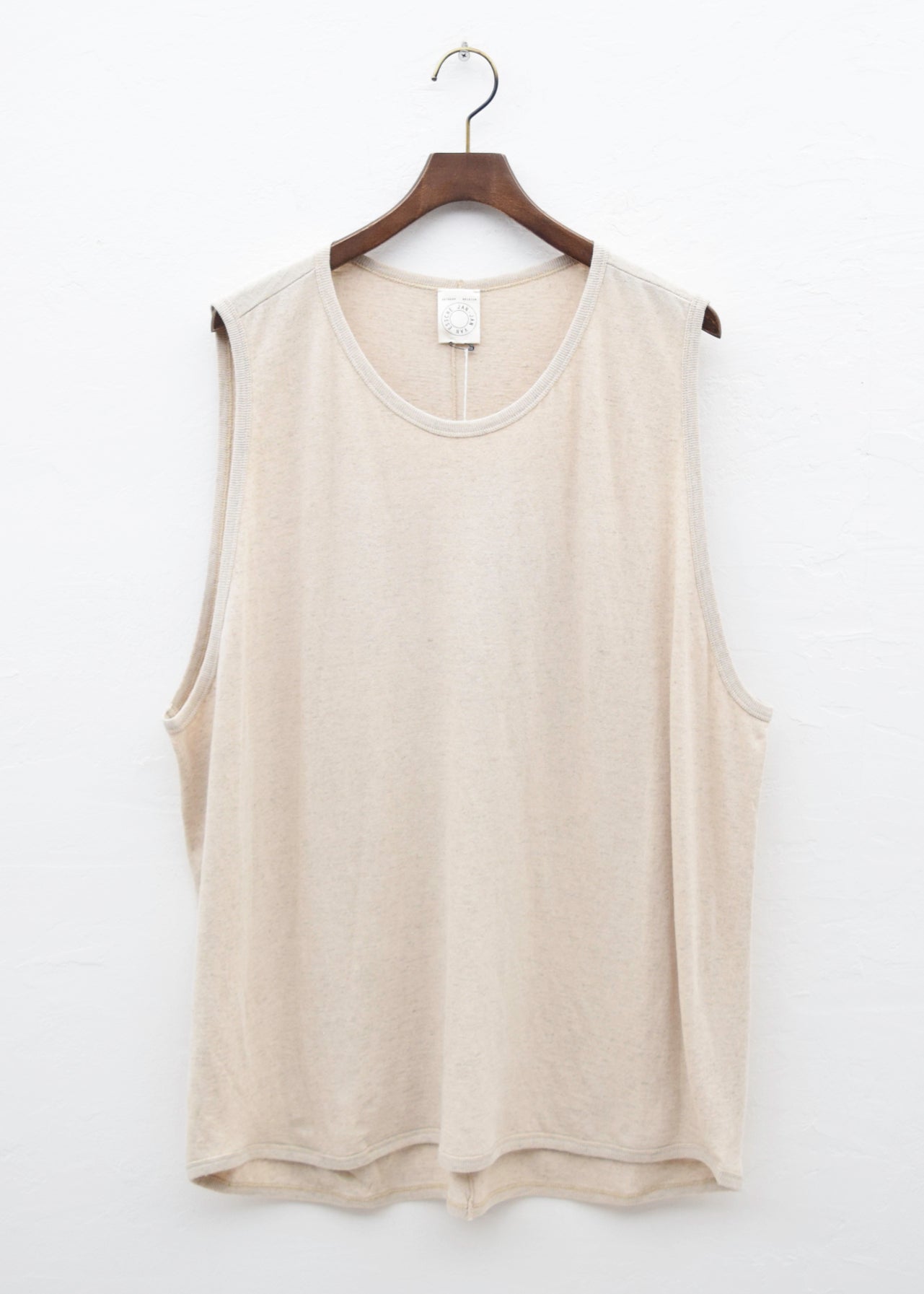 JAN-JAN VAN ESSCHE "TANK TOP#16" NATURAL BROWN HEMP/COTTON JERSEY