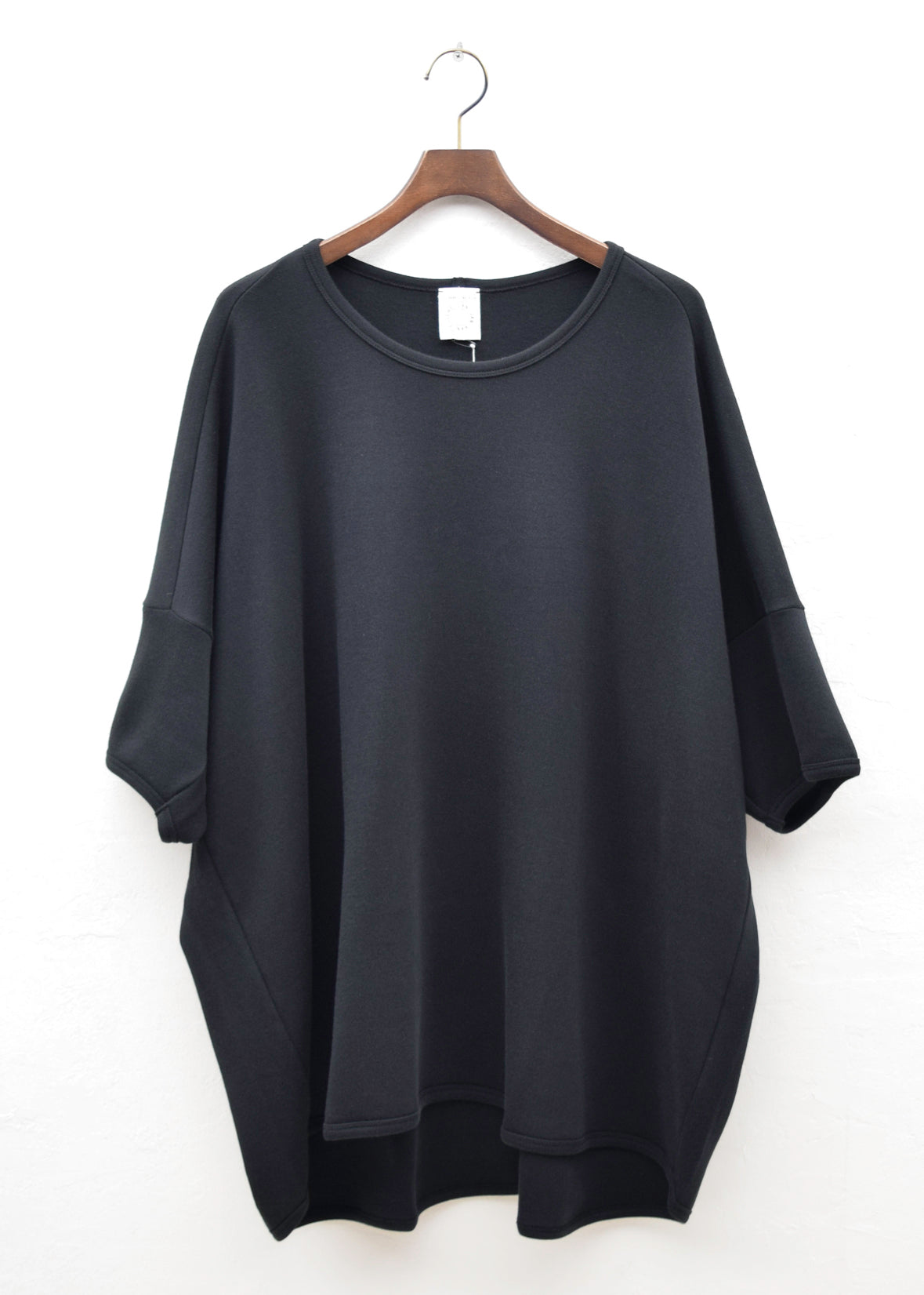 JAN-JAN VAN ESSCHE "TEE#73"BLACK PANCAKE COTTON JERSEY