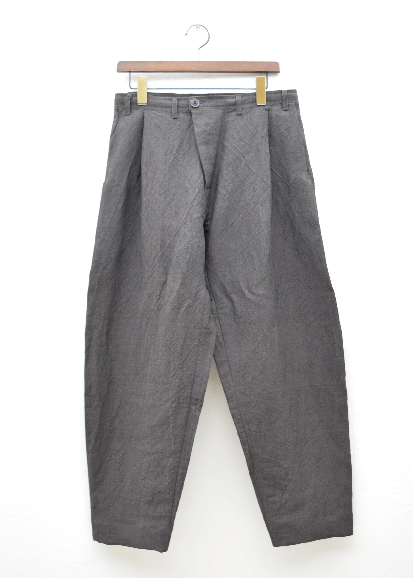 JAN-JAN VAN ESSCHE "TROUSERS#68"LEAD LINEN/BAMBOO CLOTH