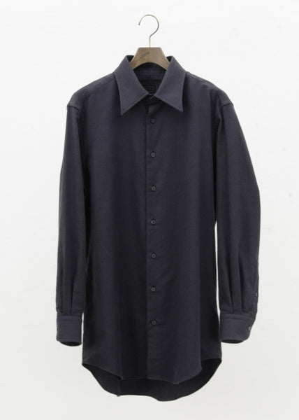 ZIIIN """"""""BEARSLEY"""""""" LONG POINT COLLAR SHIRT / BLACK