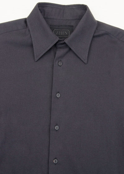 ZIIIN """"""""""""""""BEARSLEY"""""""""""""""" LONG POINT COLLAR SHIRT / BLACK