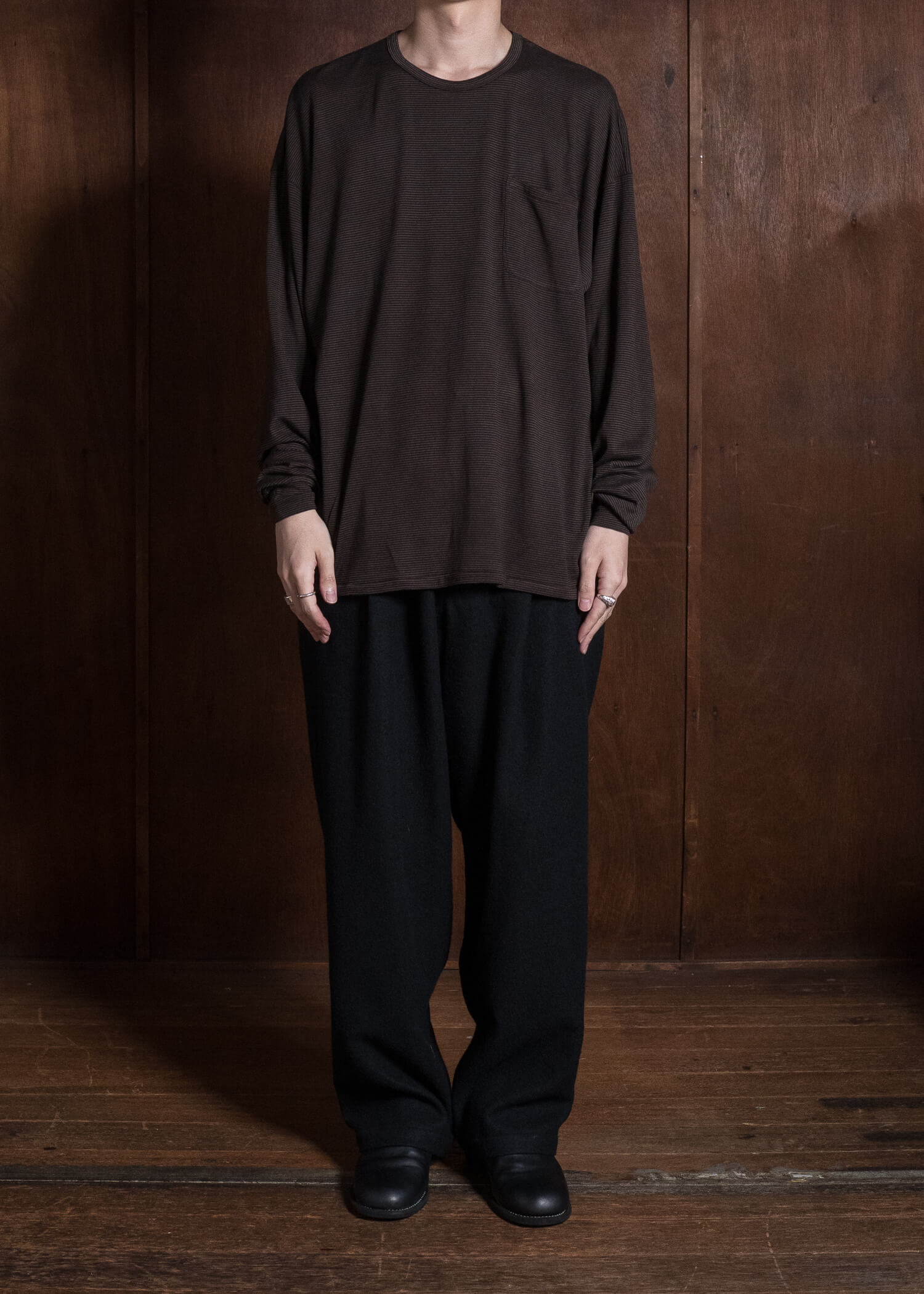 MARK.S MS0116 BORDER LONG TEE SHIRT MUD - DYEING