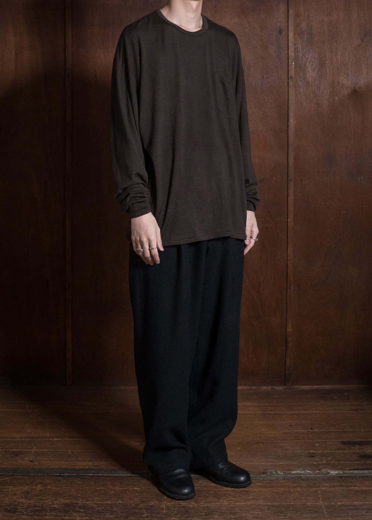 MARK.S MS0116 BORDER LONG TEE SHIRT MUD - DYEING