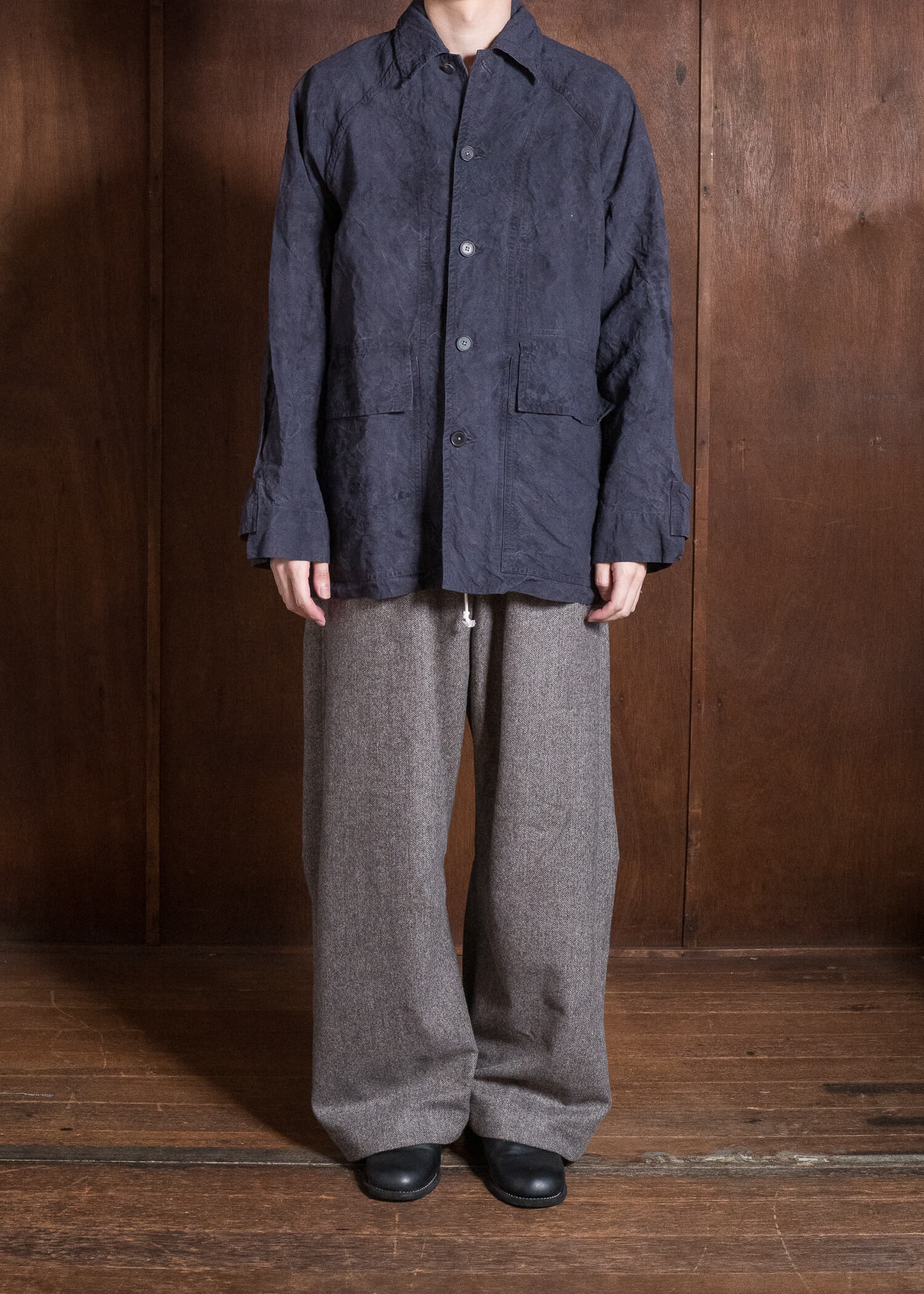 OLIVER CHURCH Outer Jacket Hand-dyed / Anthracite Antique French Linen