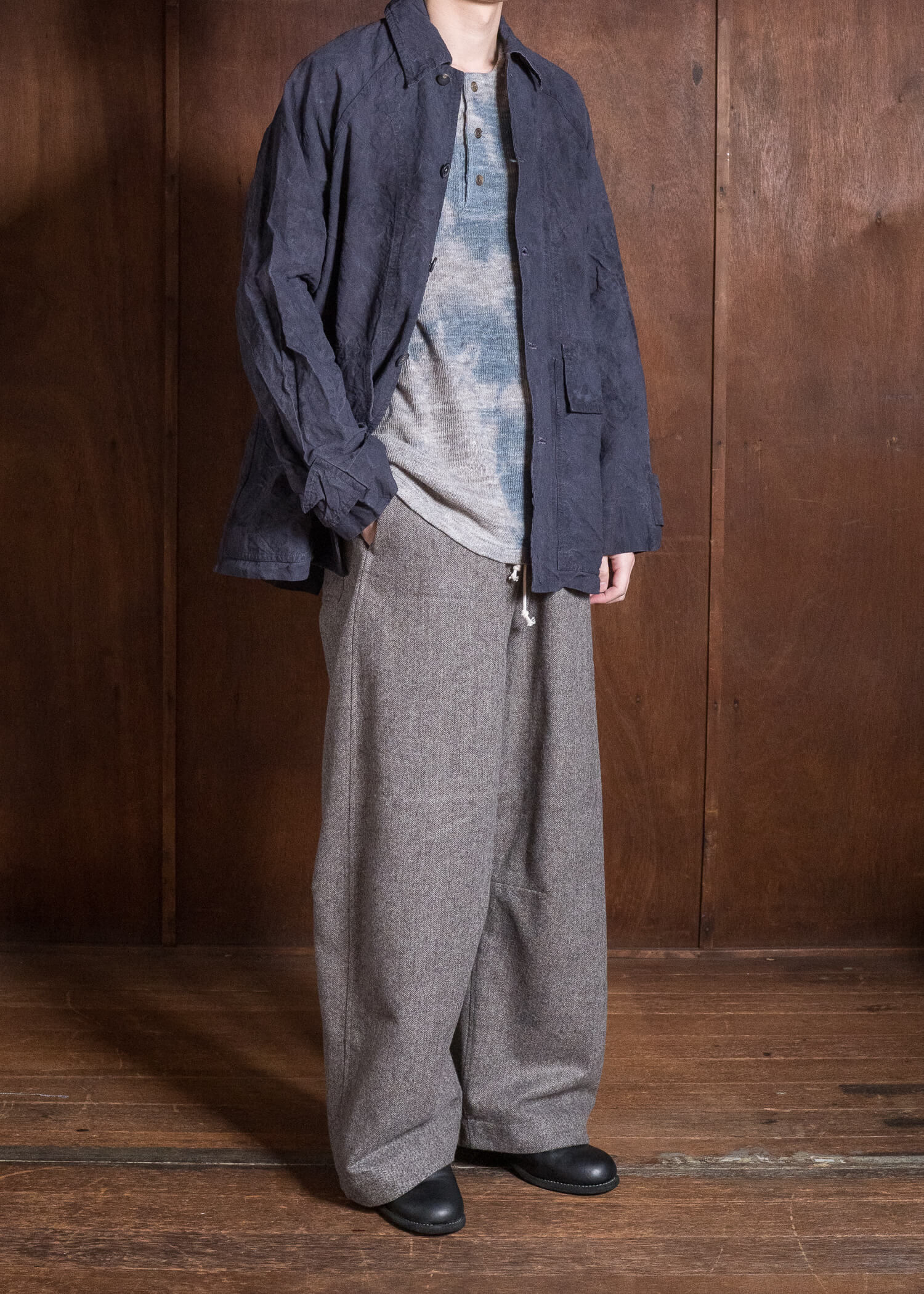 OLIVER CHURCH Outer Jacket Hand-dyed / Anthracite Antique French Linen