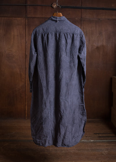OLIVER CHURCH Scalloped Gather Dress/ Anthracite Antique French Linen
