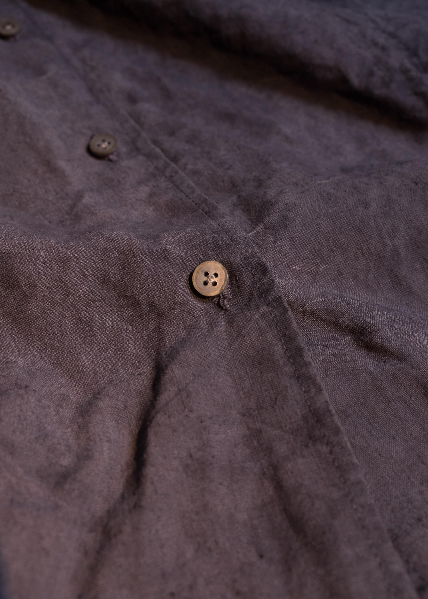 OLIVER CHURCH Scalloped Gather Dress/ Anthracite Antique French Linen
