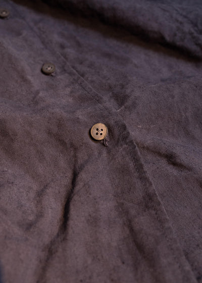OLIVER CHURCH Scalloped Gather Dress/ Anthracite Antique French Linen
