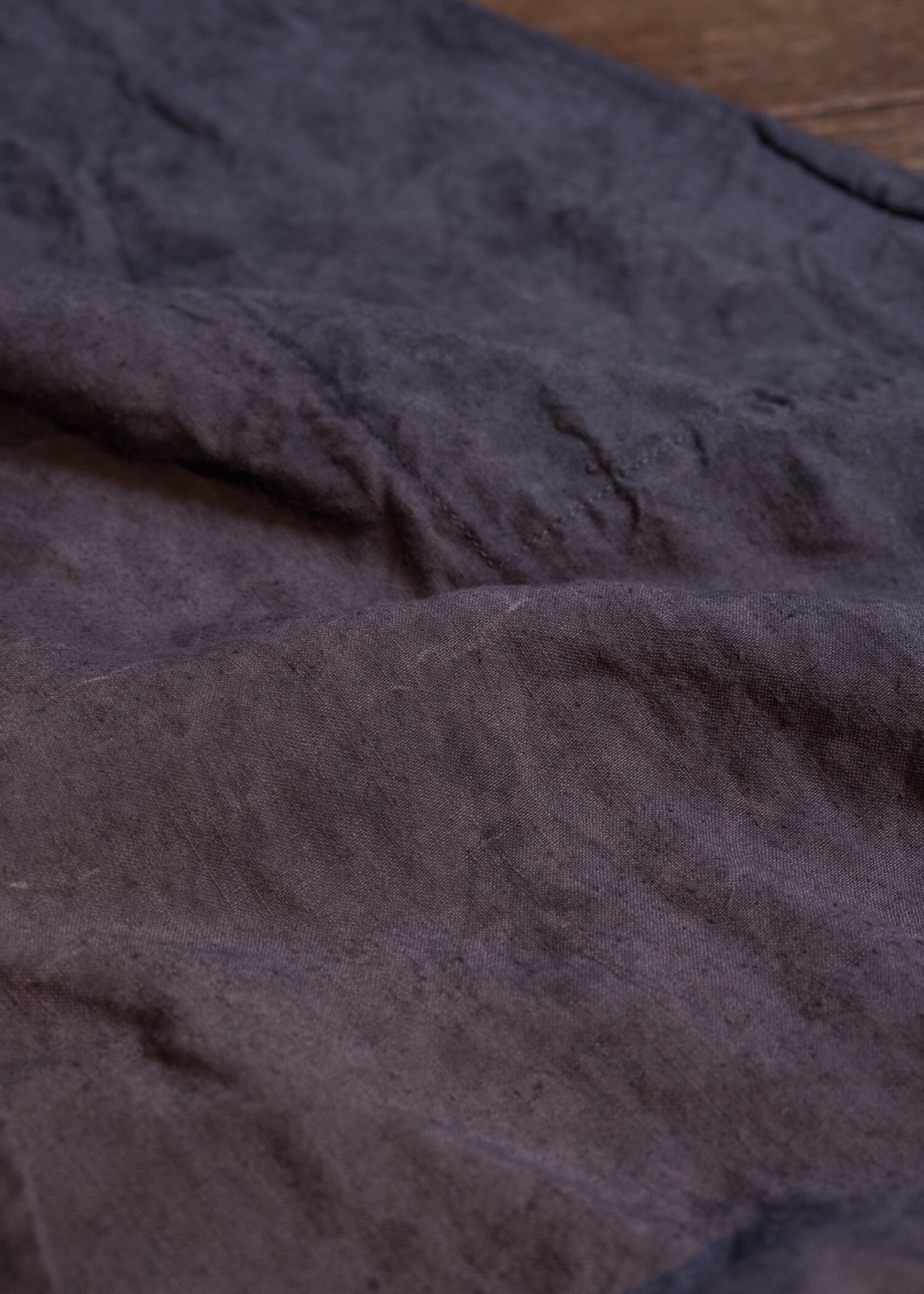 OLIVER CHURCH Scalloped Gather Dress/ Anthracite Antique French Linen
