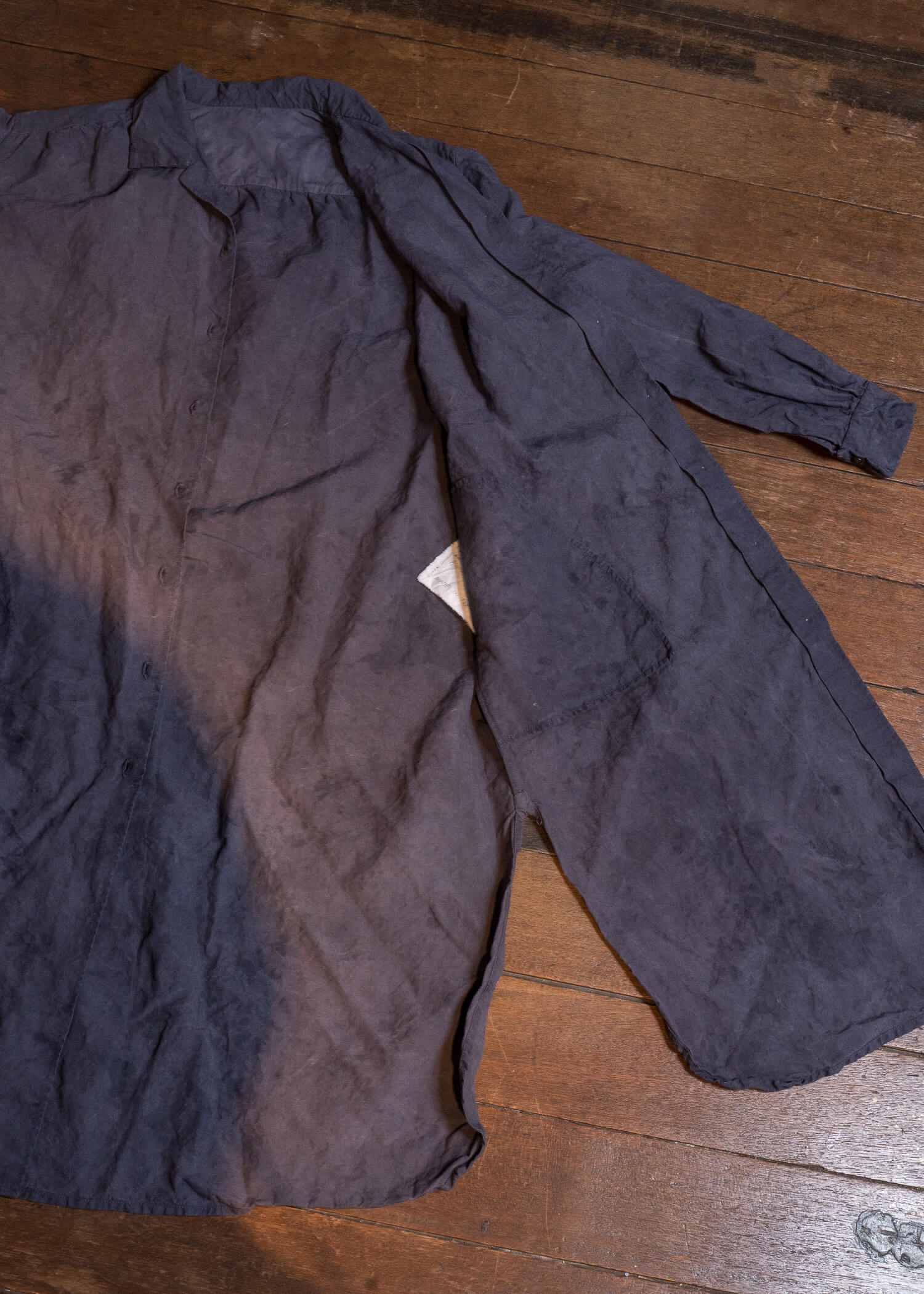 OLIVER CHURCH Scalloped Gather Dress/ Anthracite Antique French Linen