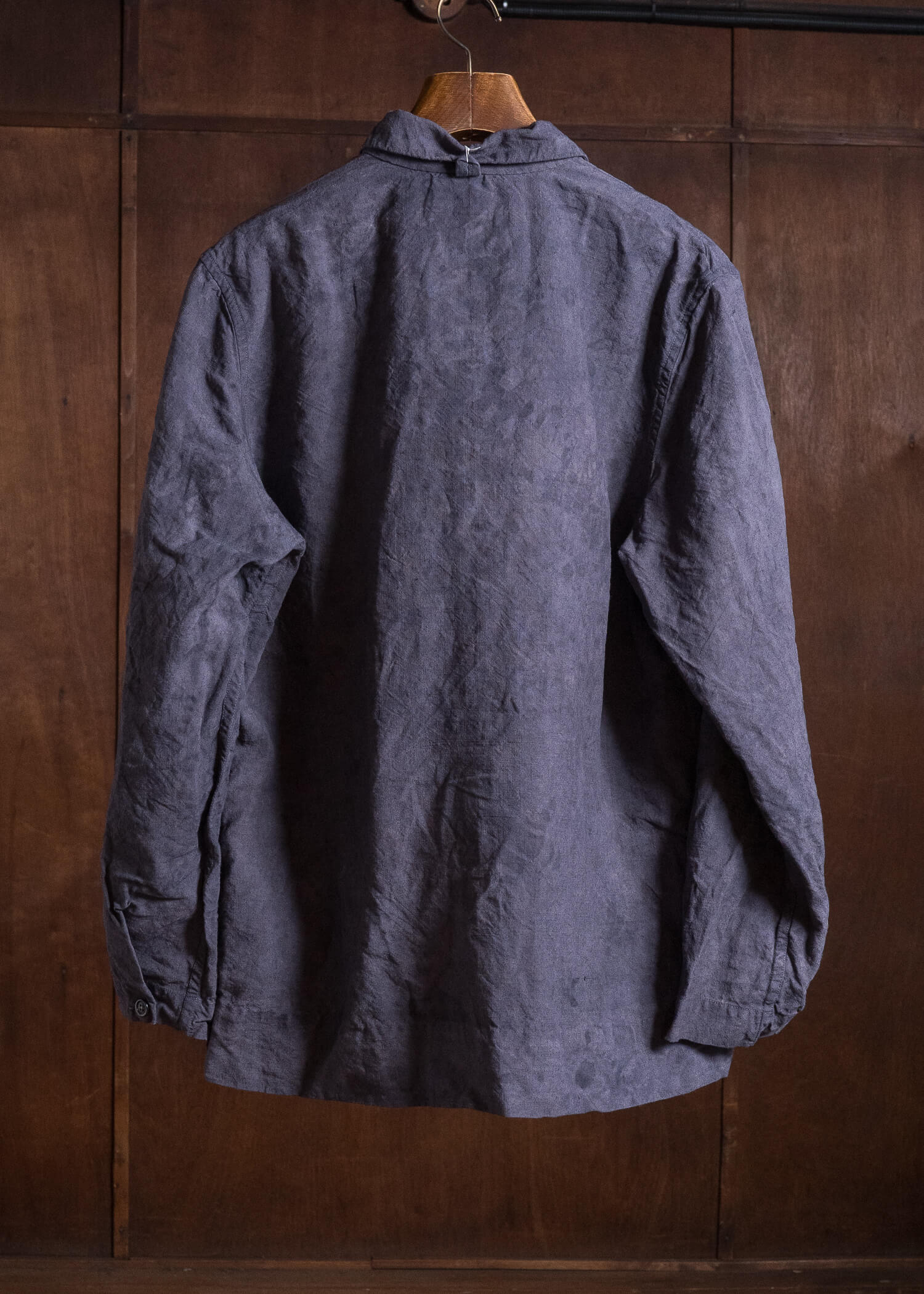 OLIVER CHURCH Over Shirt Hand-dyed / Anthracite Antique French Linen for kune M Size