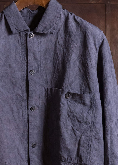 OLIVER CHURCH Over Shirt Hand-dyed / Anthracite Antique French Linen for kune M Size