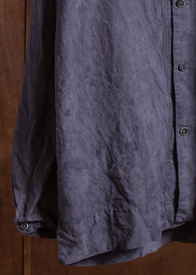 OLIVER CHURCH Over Shirt Hand-dyed / Anthracite Antique French Linen for kune M Size