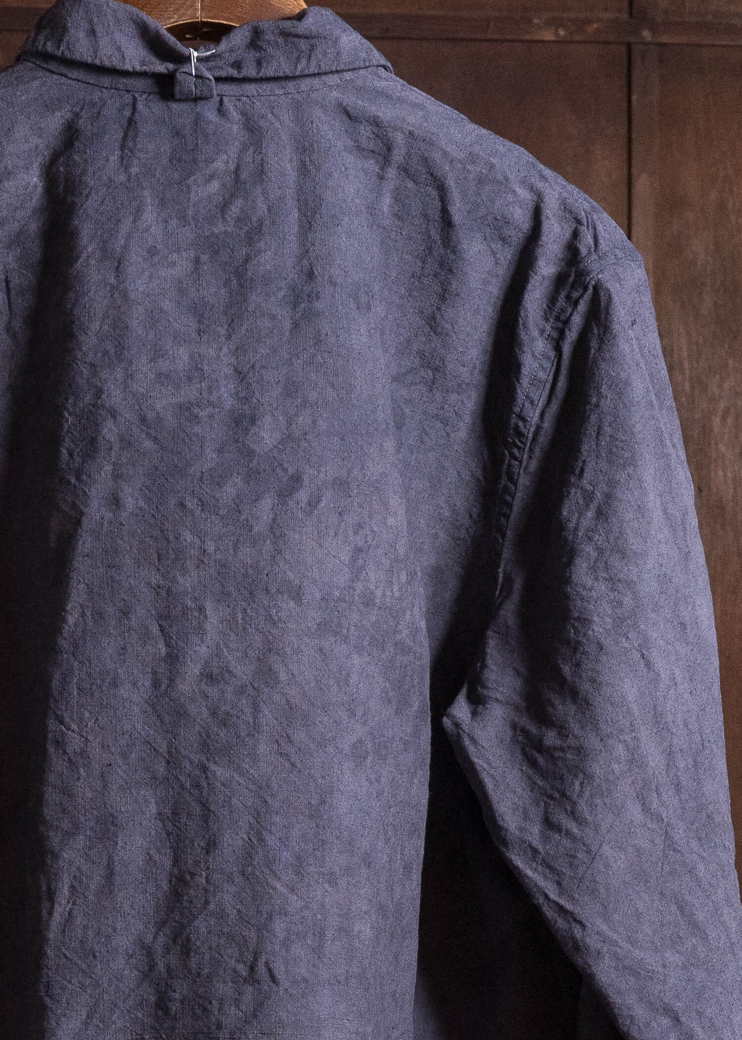 OLIVER CHURCH Over Shirt Hand-dyed / Anthracite Antique French Linen for kune M Size